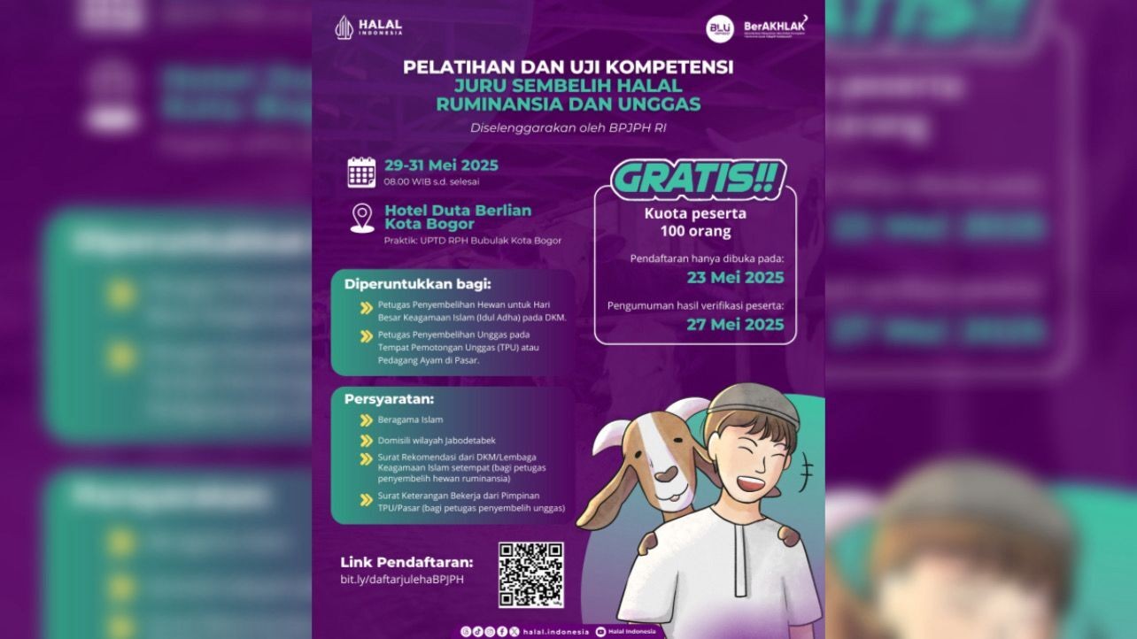BPJPH Selenggarakan Pelatihan Gratis Juru Sembelih Halal di Jabodetabek Menyambut Idul Adha